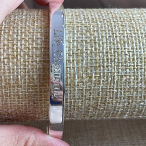 Engraved "Life Changing" Inspirational Silver Bangle Bracelet - Picture 1 of 15